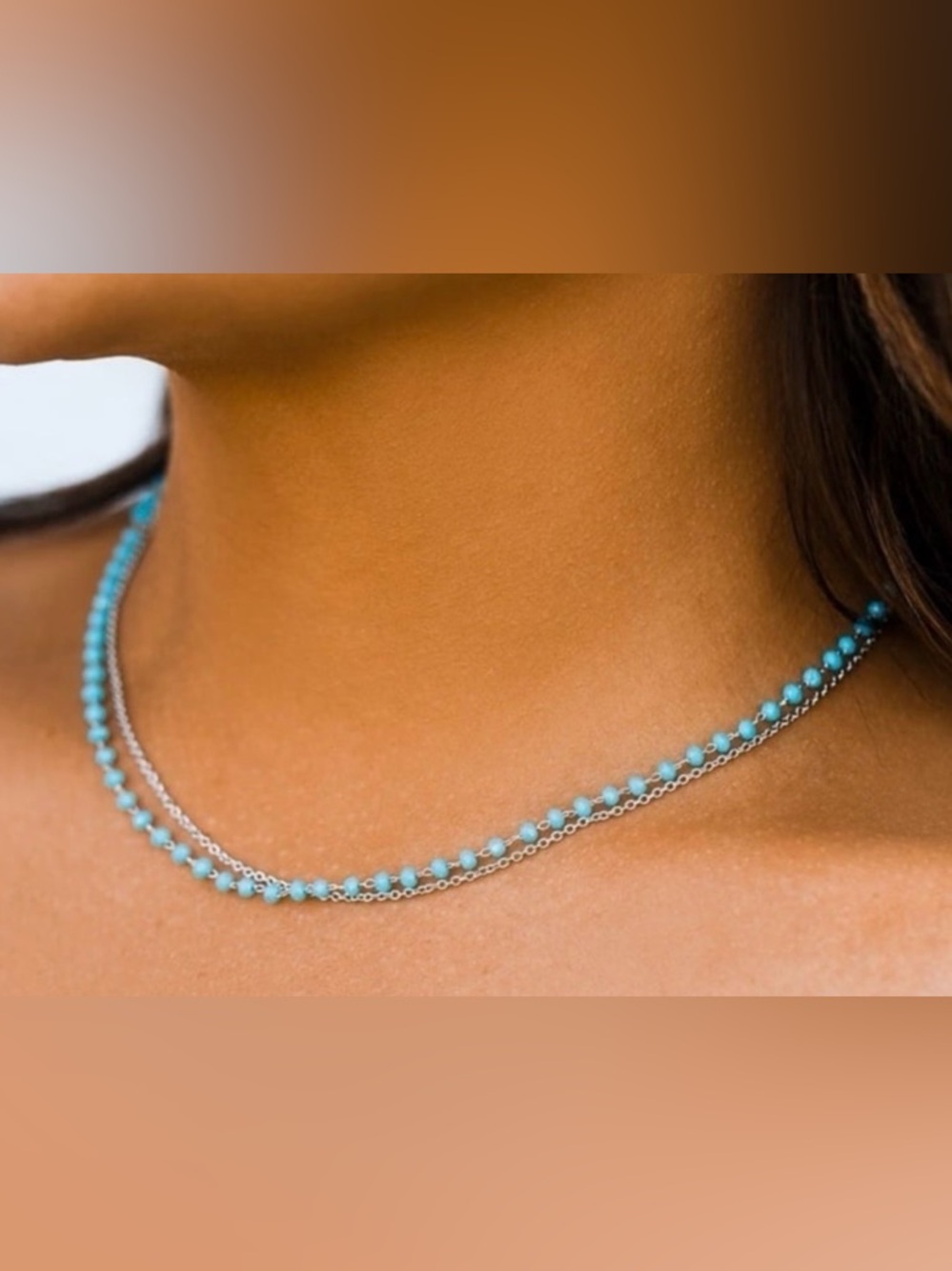 Pura Vida Aqua Beaded Necklace - Picture 2 of 4